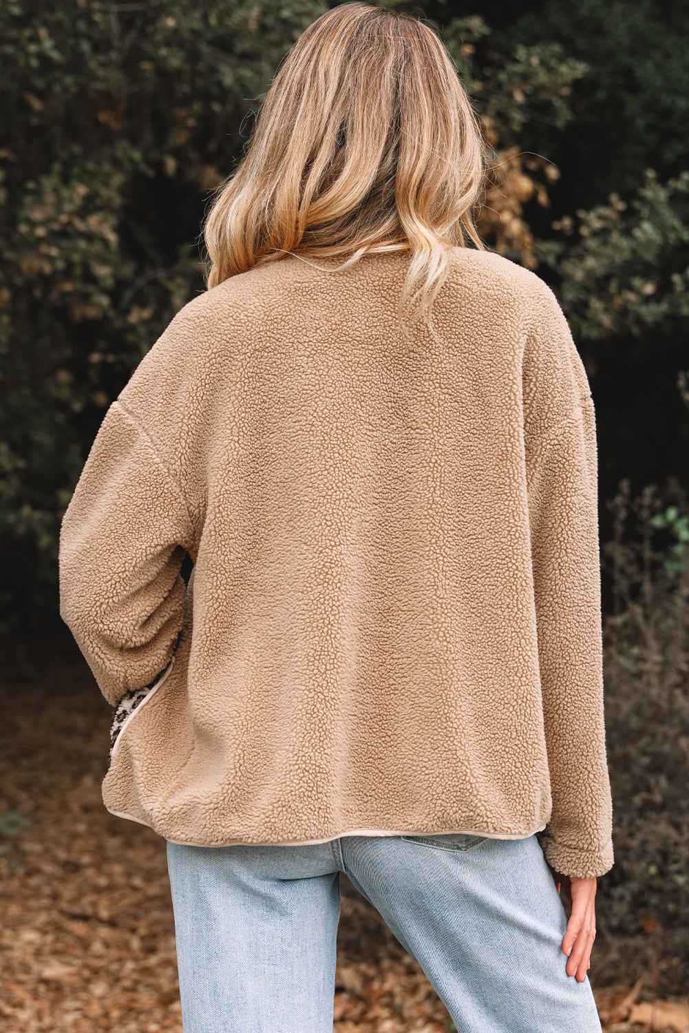 Casual Leopard Print Accent Plush Jacket with Pockets 587ed506b2642d91