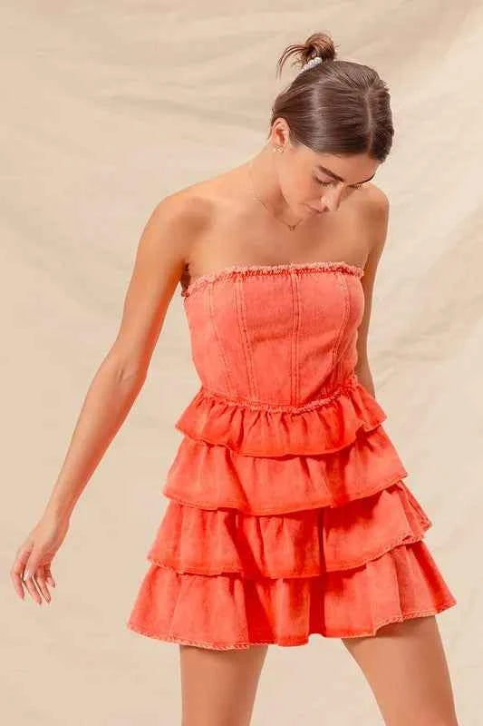 SO ME Strapless Ruffle Layered Game Day Cheer Up Dress 588d110fcbbf432098c34767dc97a749-Max-Origin