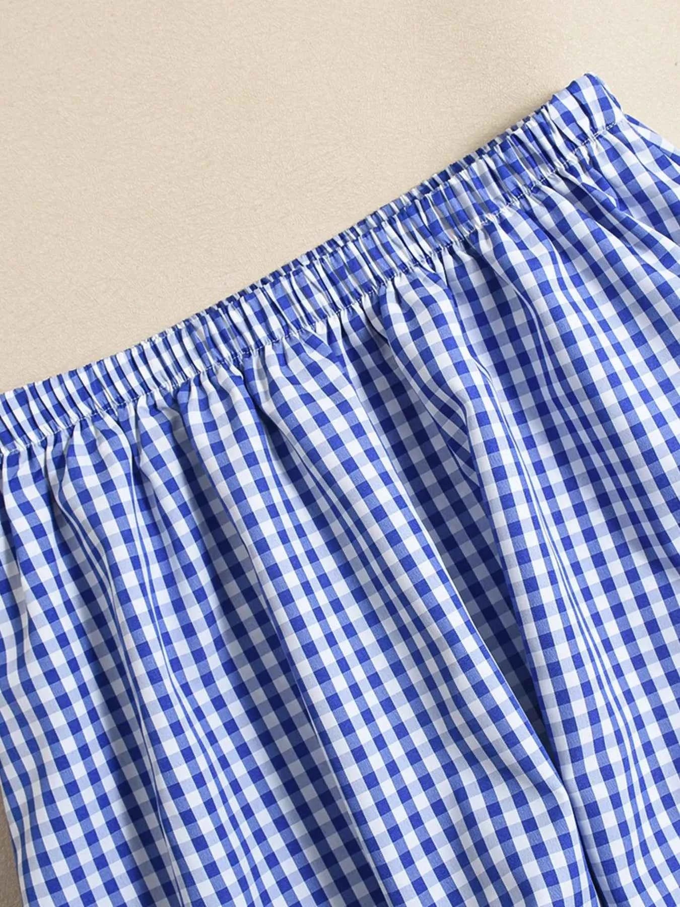 Plaid Tie Front Cami and Skirt Set 589392749ee34d68b937d373fc46d96b-Max-Origin