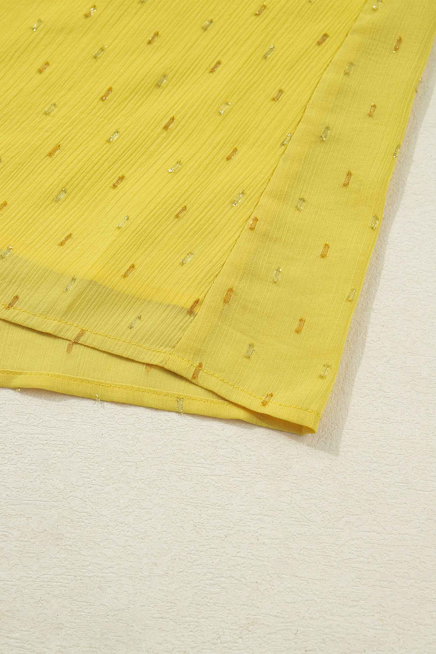 Yellow Cream Metallic Jacquard Short Sleeve Shirt 589b1a0a33a6d90e