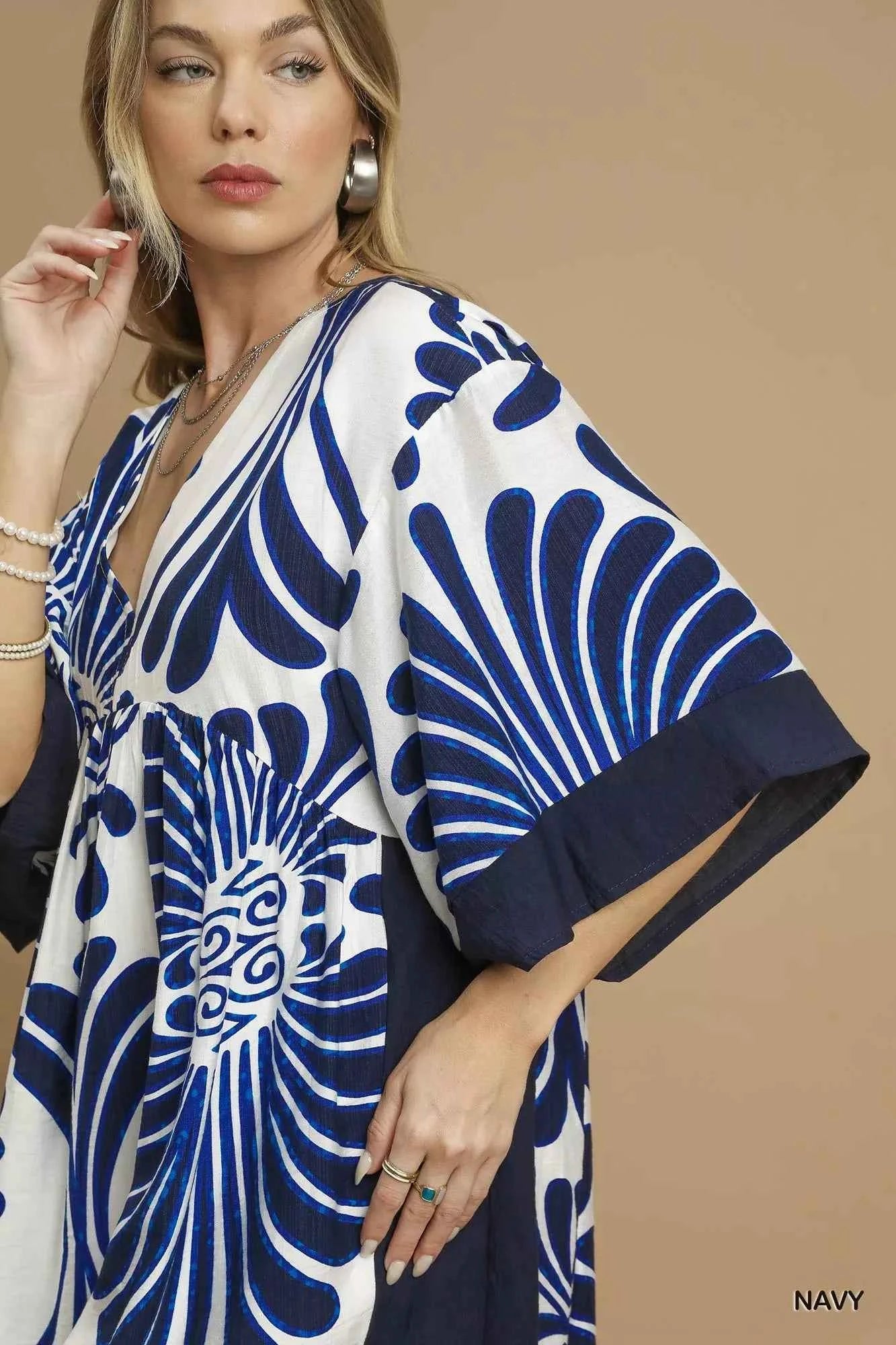 Umgee Abstract Print Kimono Sleeve Mini Dress 58a89ed4-bfb6-4a74-bc06-a31b48de8c1c-Max-Origin