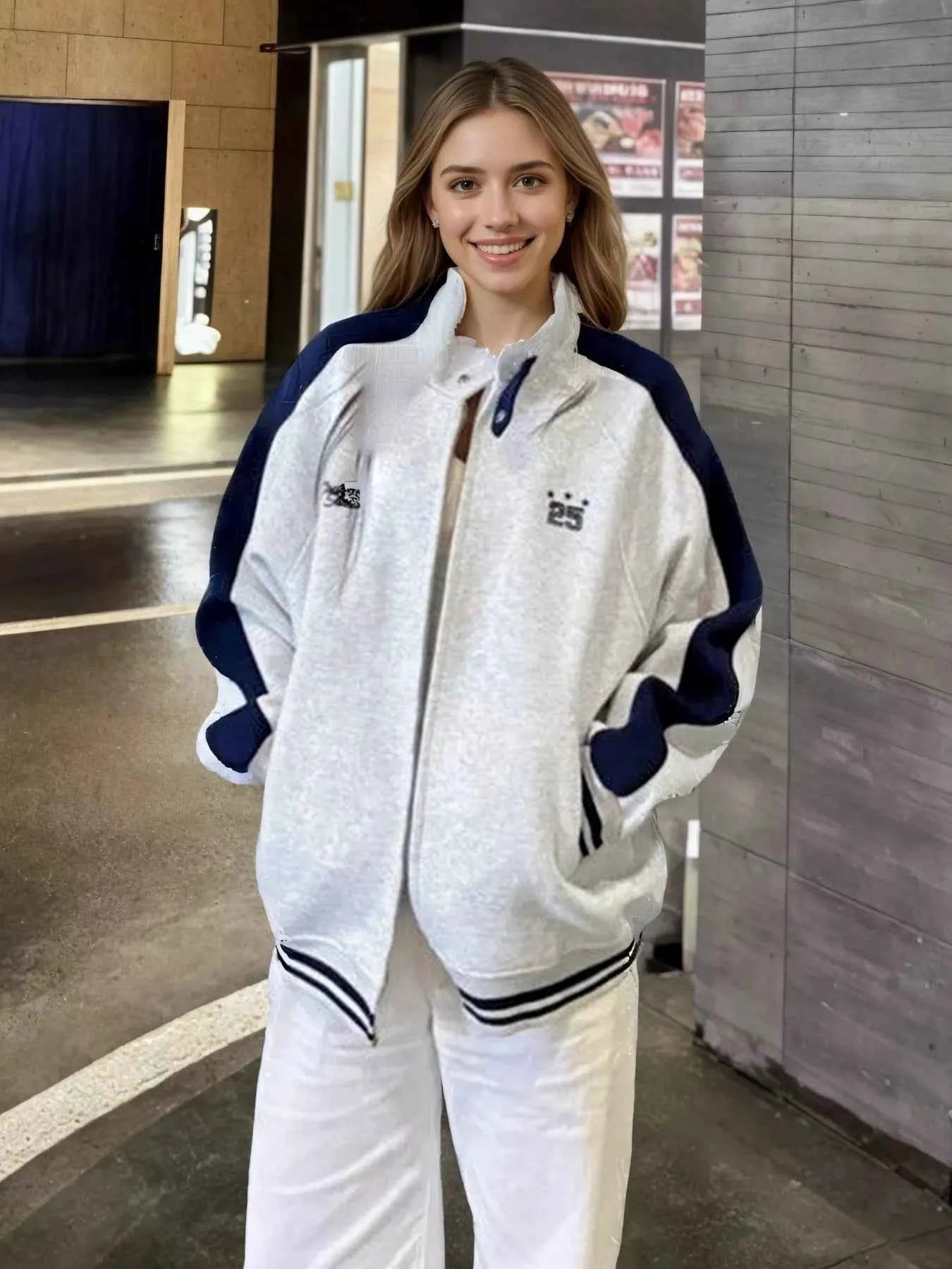 Zip Up Color Block Jacket Gray 58af635c-e59f-44bd-b4f8-a904a092e5a6-Max-Origin