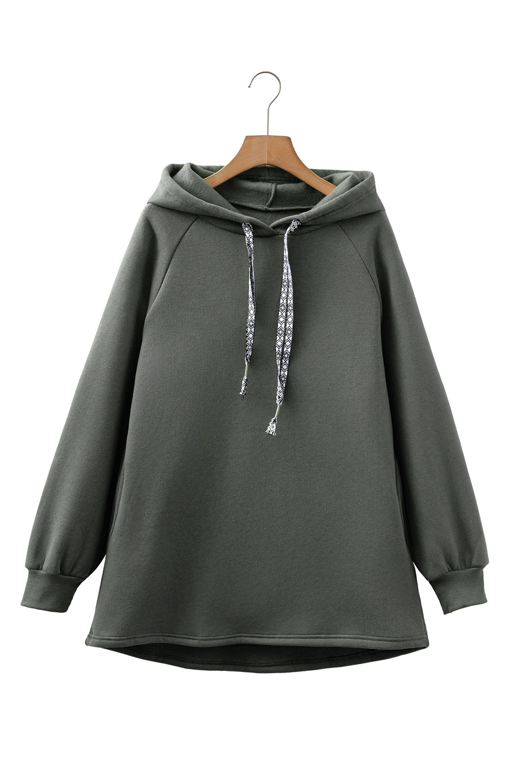 Raglan Sleeve Drawstring Hooded Tunic Sweatshirt 58b0ffd72f5b1aed