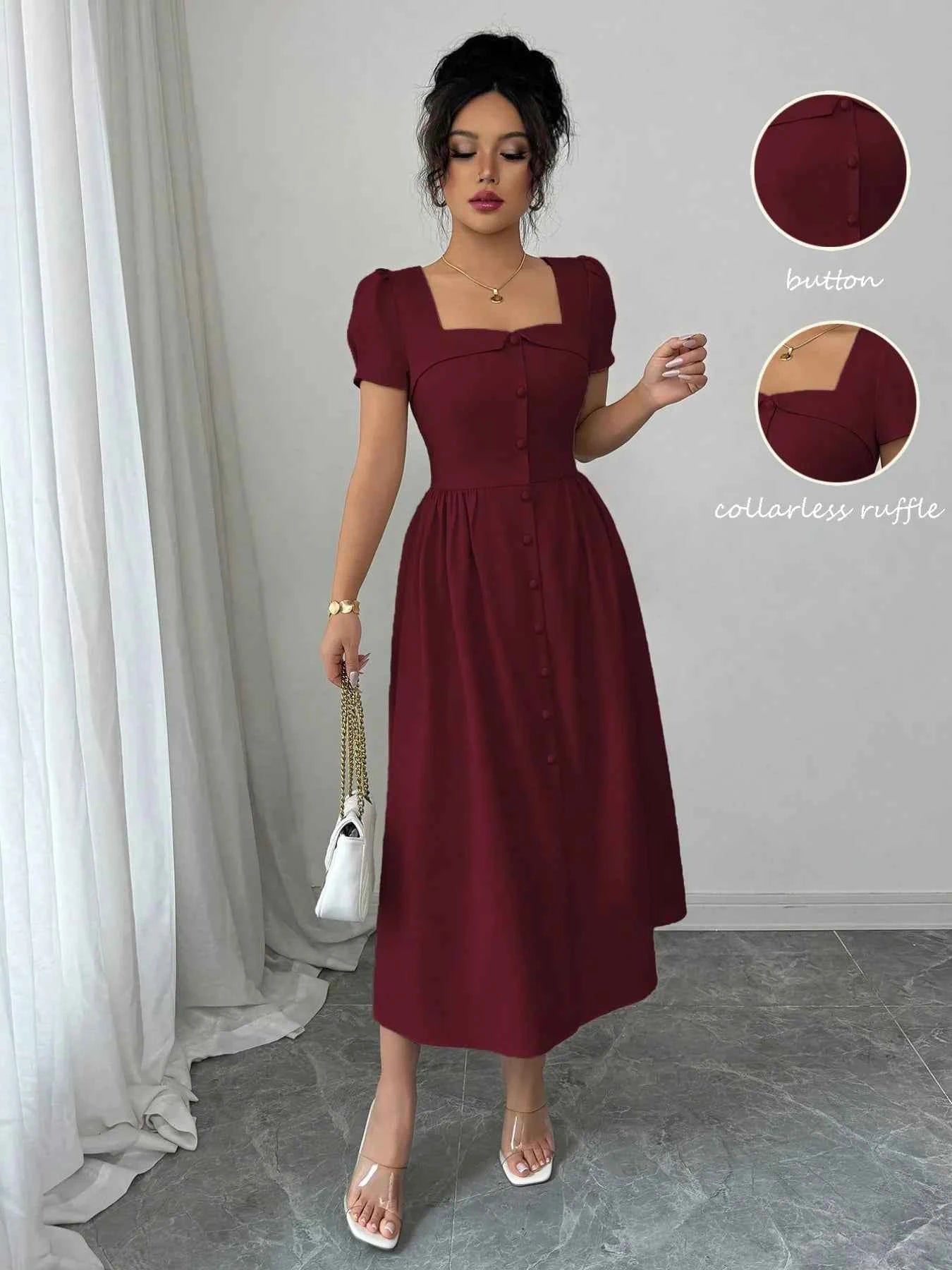 Square Neck Puff Sleeve Midi Dress 58b6d363-ae00-4c46-b96a-895a03f0b7ed-Max-Origin