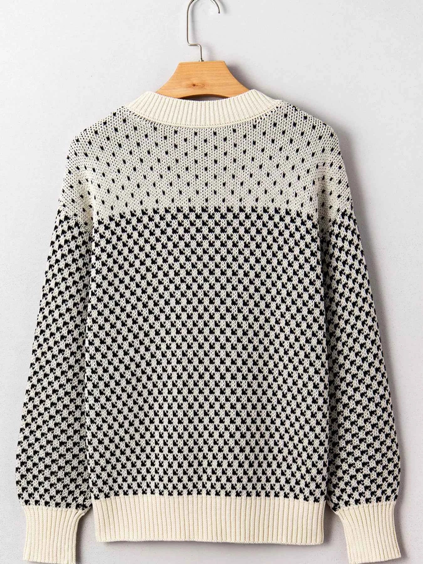 Contrast Color Pattern Lantern Sleeve Sweater 58bb8574011e46daad5972a409dc2907-Max-Origin