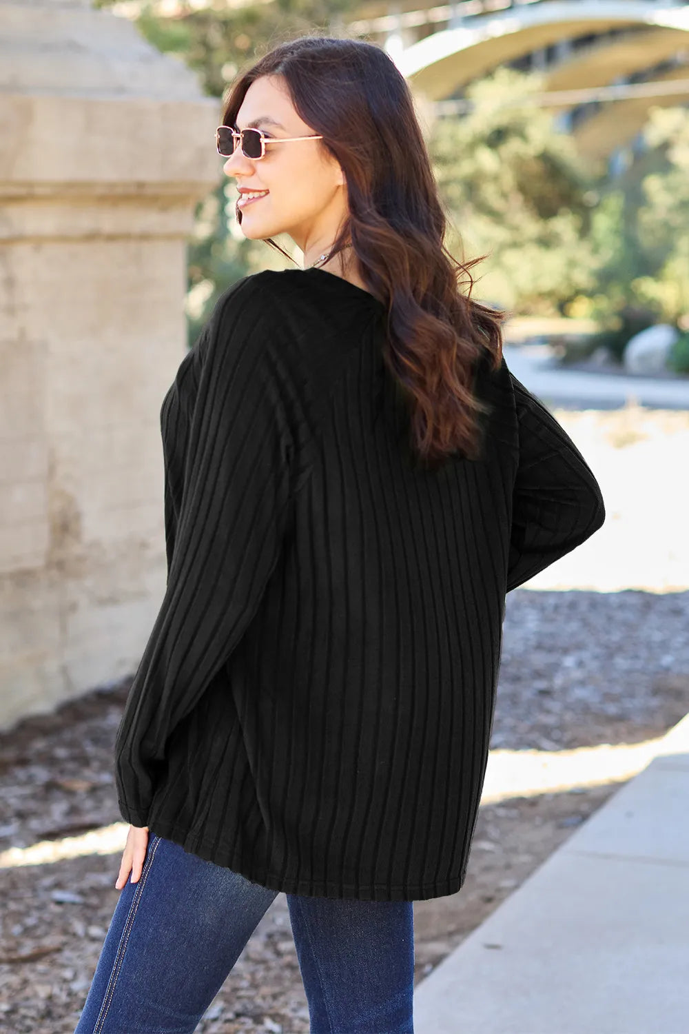 Basic Bae Full Size Ribbed Round Neck Long Sleeve Knit Top 58bd5345858c4f6fb655a992f0c48ef7-Max
