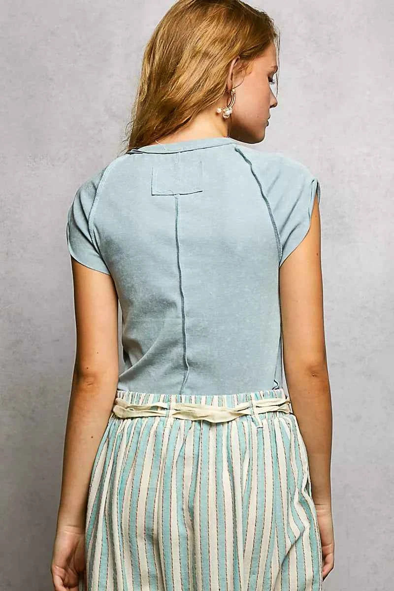 POL V-Neck Short Sleeve Washed T-Shirt with Outseam 58c2684d-4681-4189-88f3-3de001629f38-Max-Origin