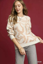 Umgee Heart Print Crew Neck Sweater 58cb3276-2dc3-4d3e-8b46-9474a437fb21-Max-Origin