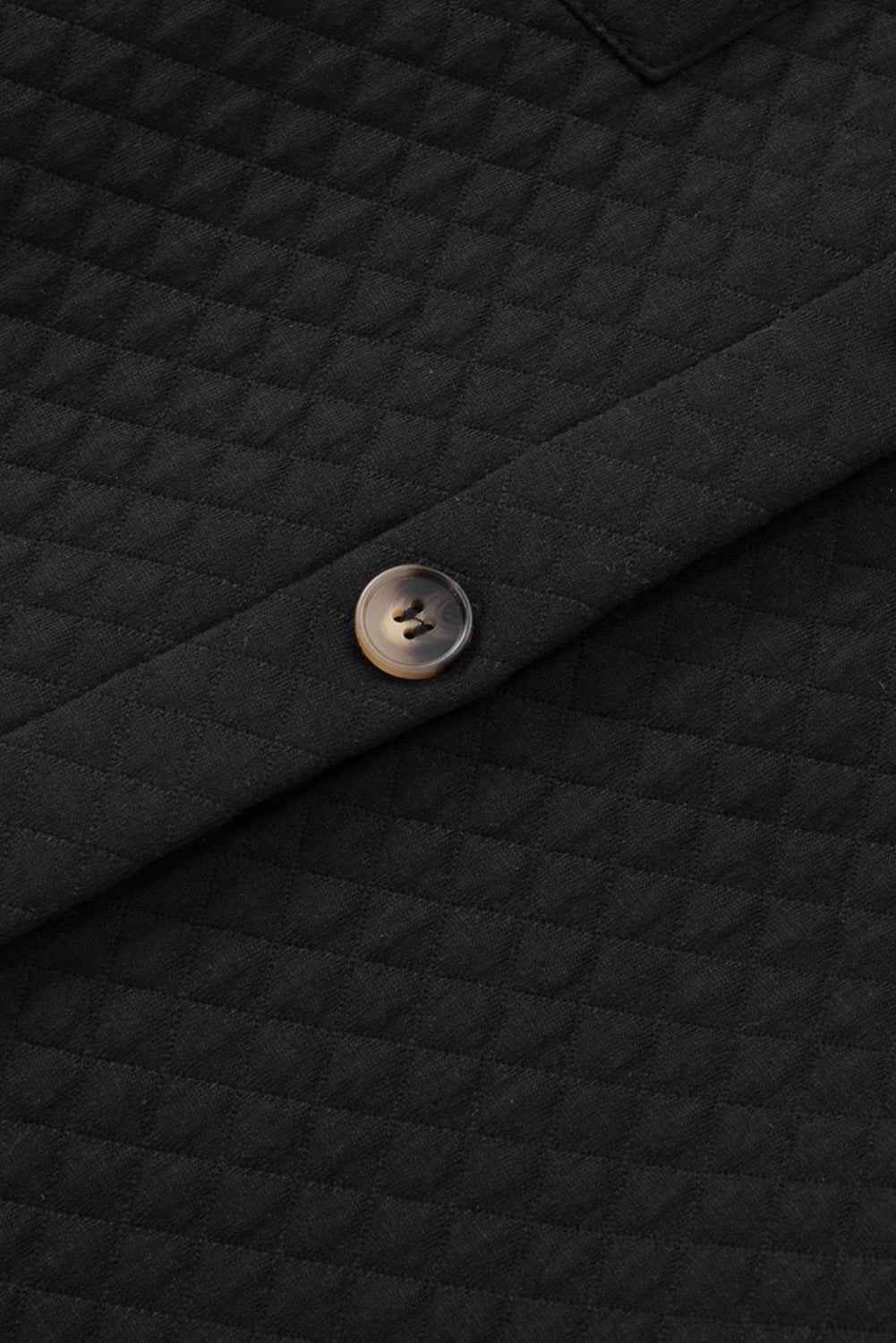 Black Lattice Texture Retro Flap Pocket Button Quilted Shacket 58d077c4f2bd9e3a
