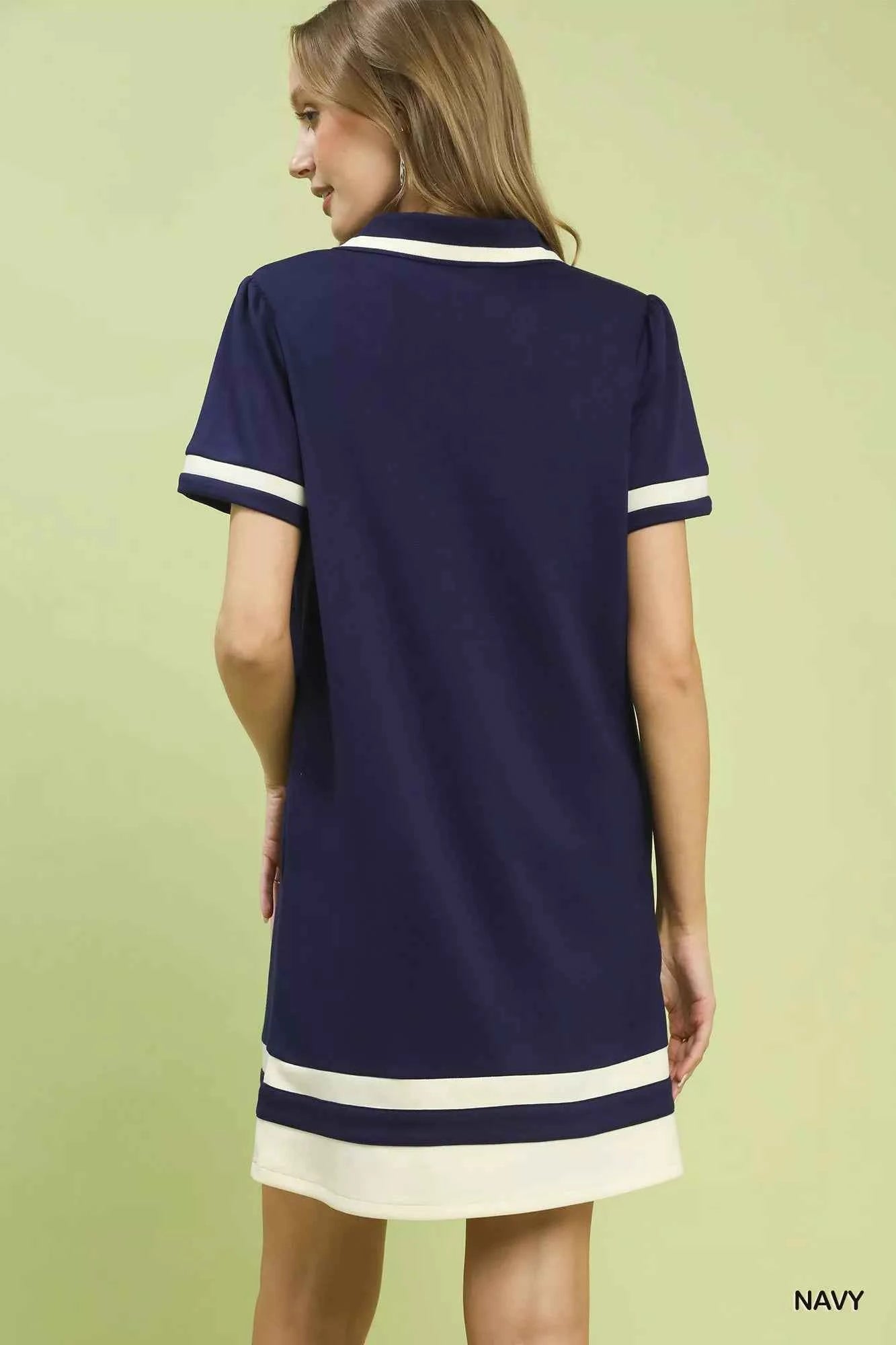 Umgee Striped Contrast Short Sleeve Shift Dress 58d079ab-27d1-4286-8fca-c9ea5f548e85-Max-Origin