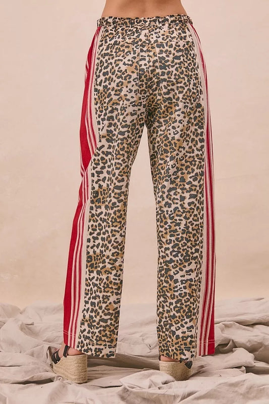 Leopard Print Pants with Side Contrast and Tucking Welt Pocke 58d835b19d11460d8f324de3f9a785f8-Max-Origin