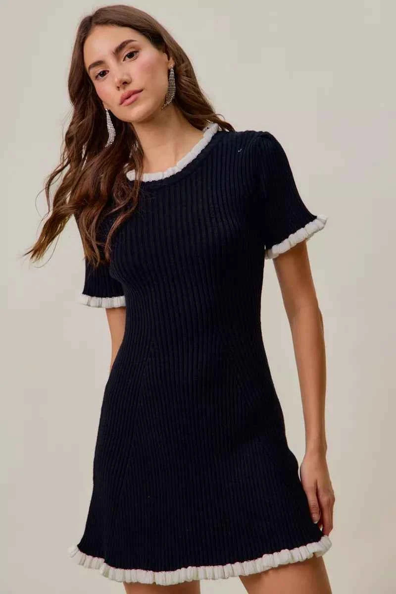 SO ME Contrast Ruffled Sweater Knit Mini Dress 58e231e8dce443379fc7ec00558effcc-Max-Origin