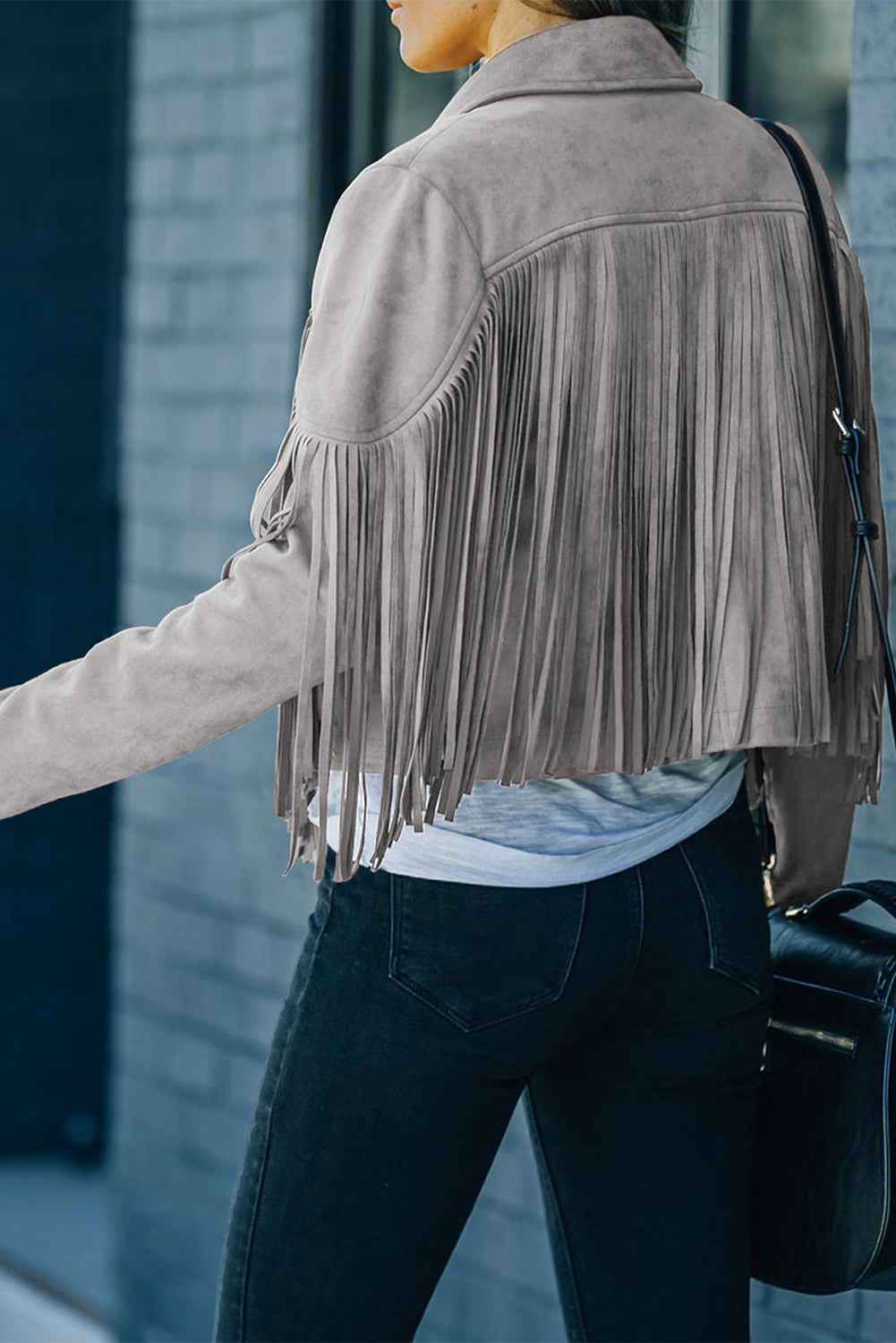 Green Cropped Fringe Faux Suede Jacket 58e6ba2fab1fbd45