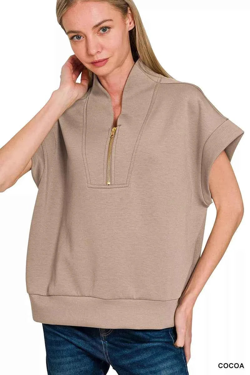 Scuba High Neck Half Zip Top COCOA 58ea40c162f24f9a95382fffb9be0e97-Max-Origin