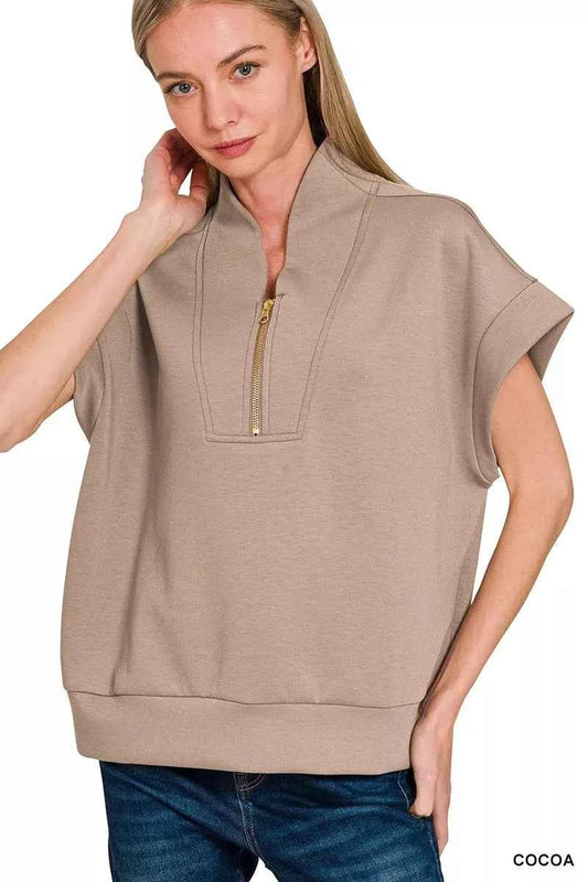 Scuba High Neck Half Zip Top COCOA 58ea40c162f24f9a95382fffb9be0e97-Max-Origin