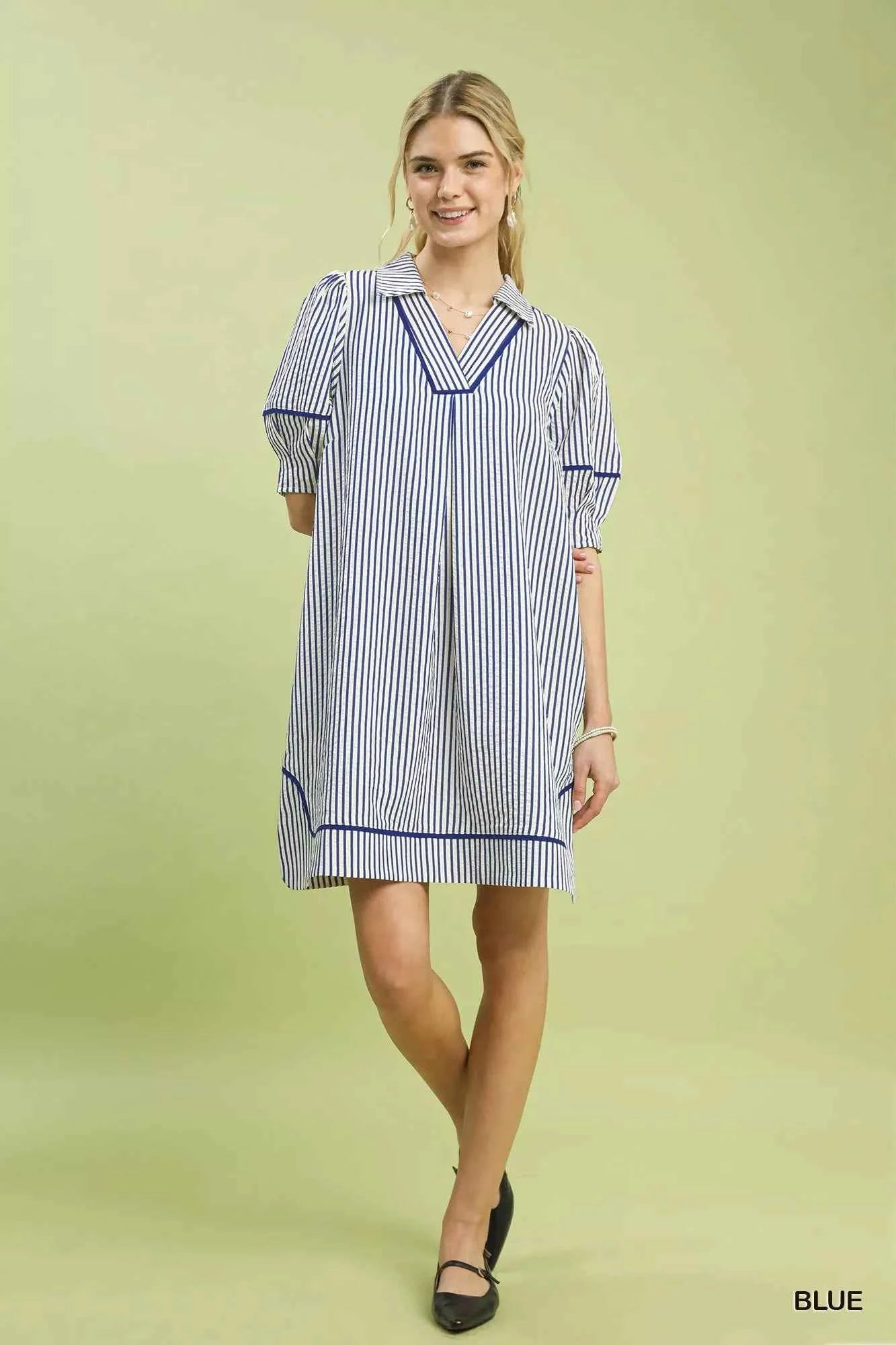 Umgee Stripe Collared Shift Dress 58ec0205-87da-42b9-b594-68b228bb54b0-Max-Origin