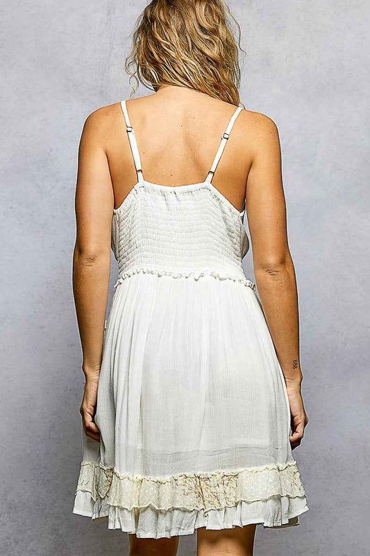 V-Neck Embroidered Tassel Smocked Waist Mini Dress 58f191aa-8455-4be4-a914-f5745a280a0b-Max