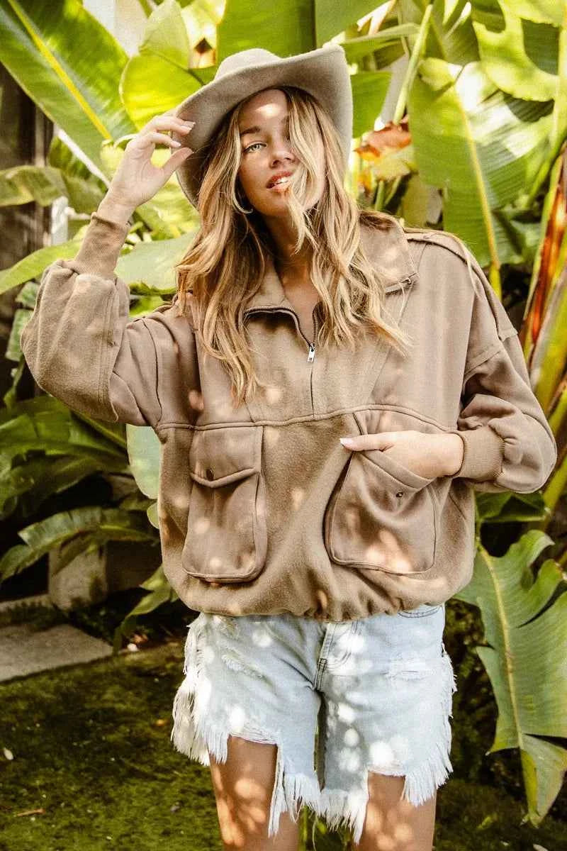 BiBi Half Zip Vintage Washed Fleece Pullover 58f88e4a94dc4645899c97828f46cf07-Max-Origin