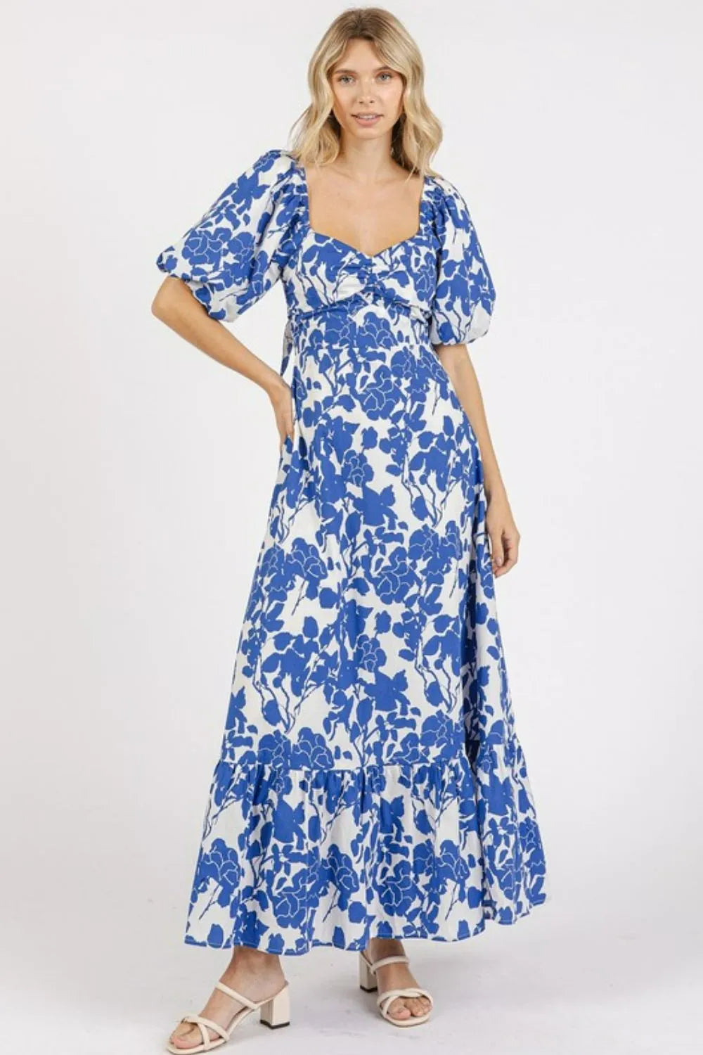 Mittoshop Cutout Back Floral Sweetheart Neck Puff Sleeve Dress Royal 58fd0e9c-77c9-4d6e-9c06-990e1a9fce49-Max