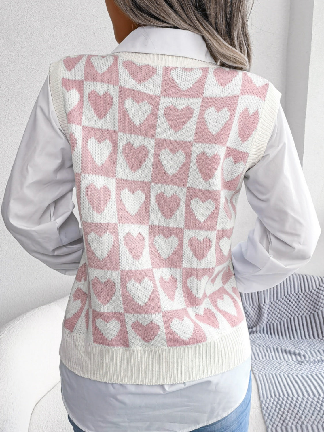 Heart V-Neck Sweater Vest