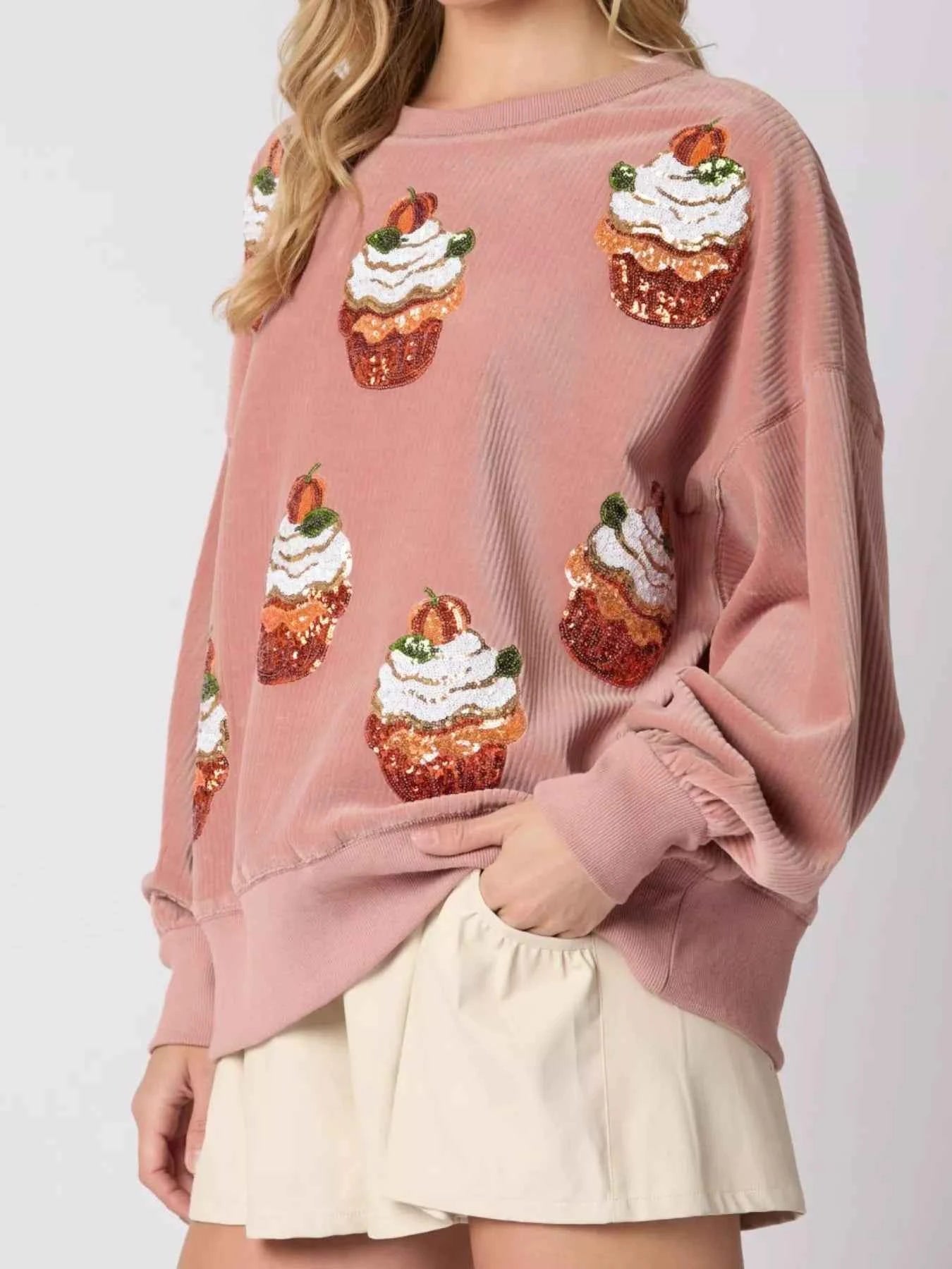Christmas Cupcake Dropped Shoulder Sweatshirt 591ab556-9a12-4186-b325-79a3fab2b500-Max-Origin