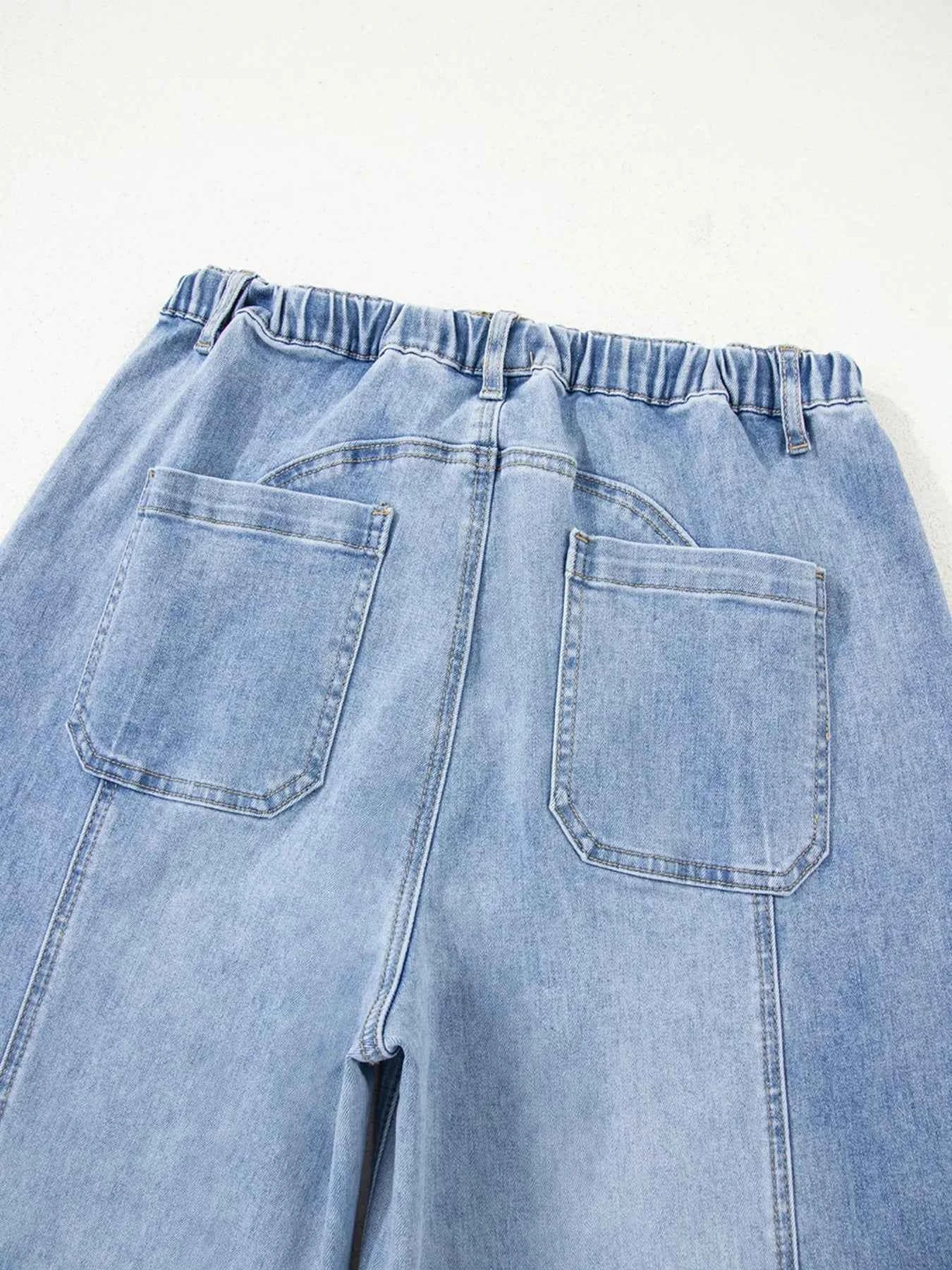 Wide Leg Drawstring Raw Hem Jeans 591aebc6b7be45b5bee340309a9be6a3-Max-Origin
