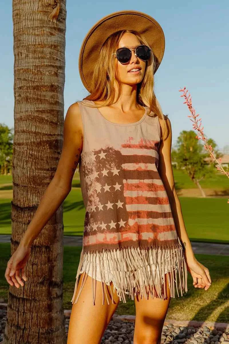 American Flag Print Knit Sleeveless Top 59266075ef17425a99ab6211afe80e2f-Max-Origin
