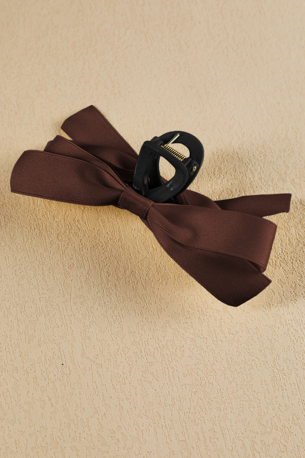 Light French Beige Solid Color Ribbon Bow Decor Hair Clip 5927447fe6db25ff