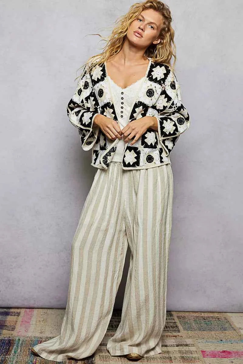 POL Open Front Cardigan with Varied Patterns 5928004a-854b-4159-a468-e0e026dd6cb5-Max-Origin