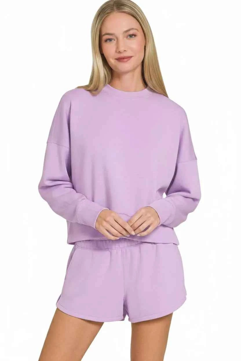 Zenana Scuba Long Sleeve Sweatshirts & Shorts Set 592f179b-8685-4789-b45b-d1547852da48-Max-Origin
