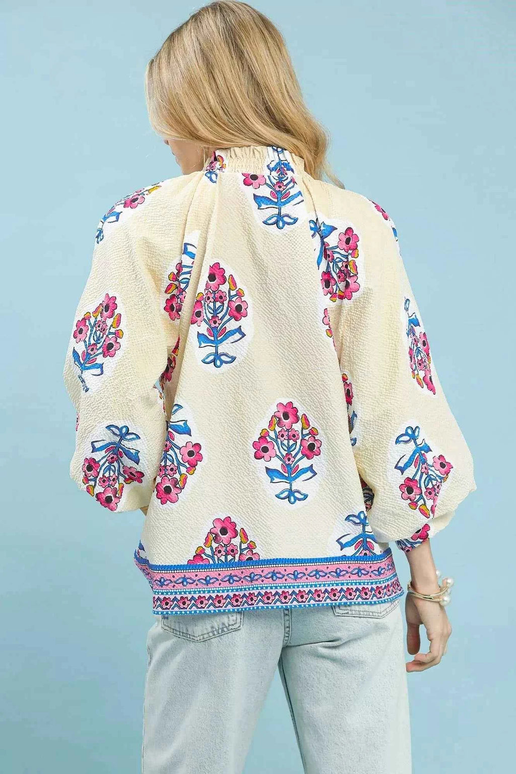 Umgee Boho Floral Print Tunic Blouse 5937be15-6dc1-4acc-a4a2-05858257dce7-Max-Origin