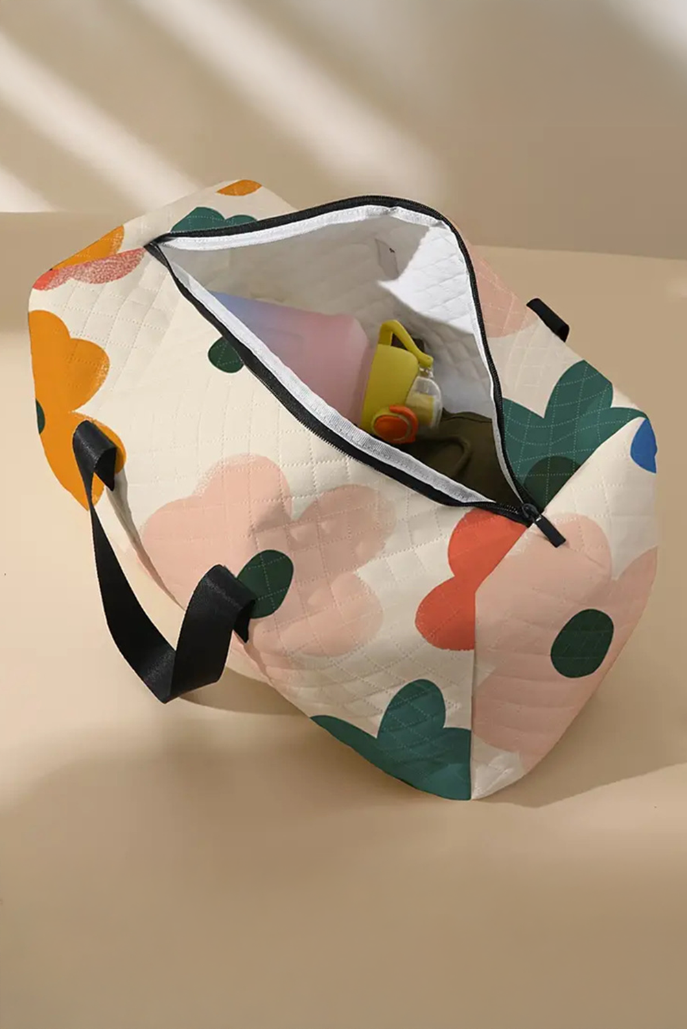 White Floral Quilted Tote Bag 59383ea70d93ff06
