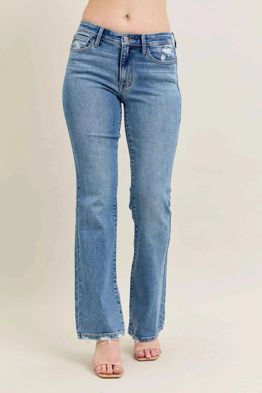 Judy Blue Full Size Mid Rise Wash Destroy Hem Bootcut Jeans Plus Size MD 593b705de7c640d7a152f974b93bbcab-Max-Origin