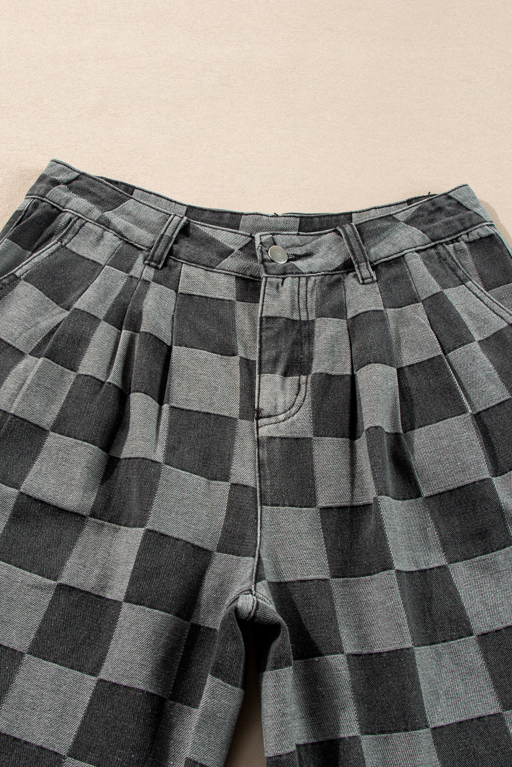 Dusk Blue Checkered Light Washed Wide Leg Jeans 5941b63cc84fa5ac