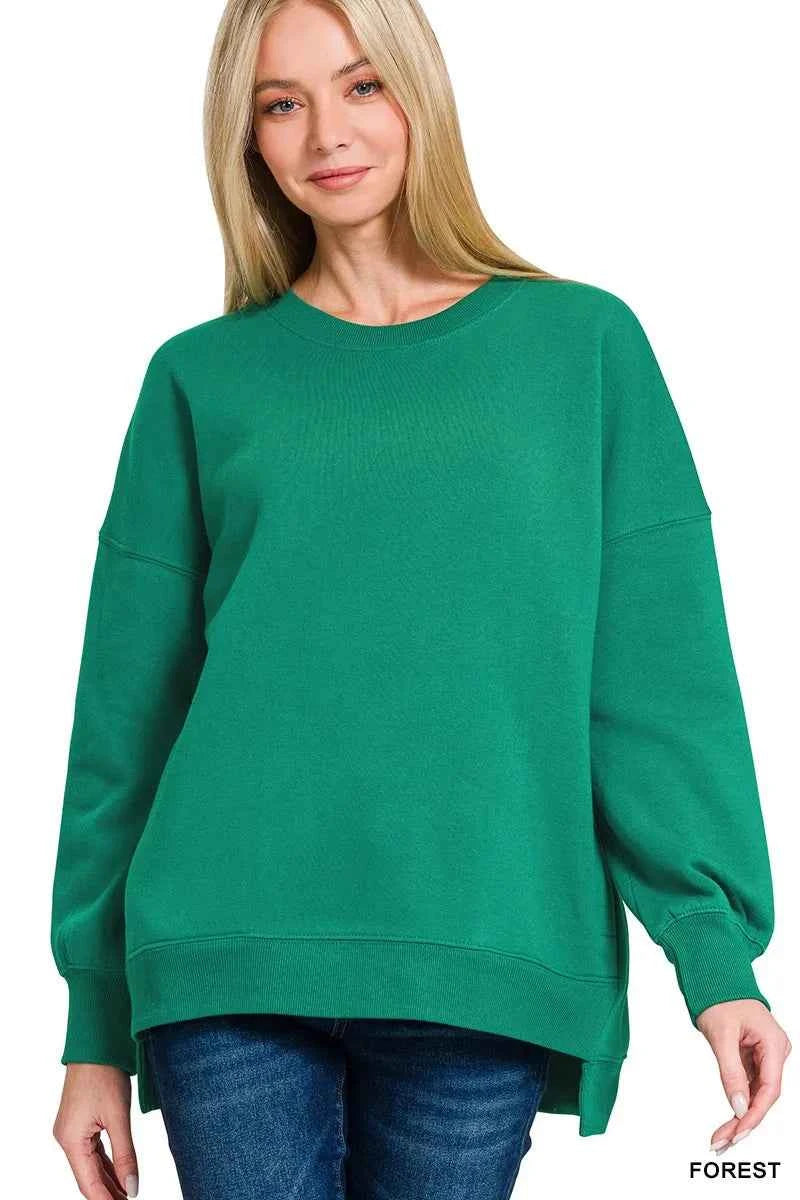 Zenana Fleece Hi-low Boyfriend Sweatshirts With Pockets FOREST 594905e48a7d47189d120dd680a8230f-Max-Origin