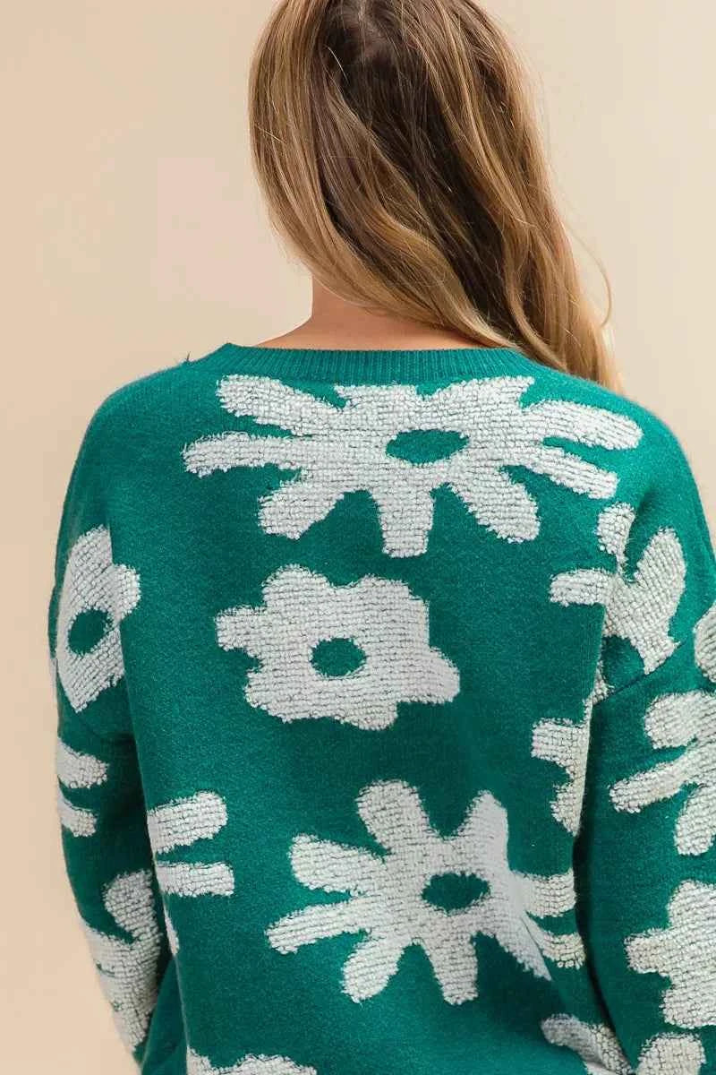 BiBi Flower Pattern Long Sleeves Sweater Top 594997d8-407f-47a7-9903-b632a3a3918d-Max-Origin