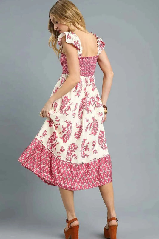 Printed Smocked Midi Dress with Ruffle Details 595b1d39-4ac1-47f9-ab71-65cf3dfa91de-Max-Origin