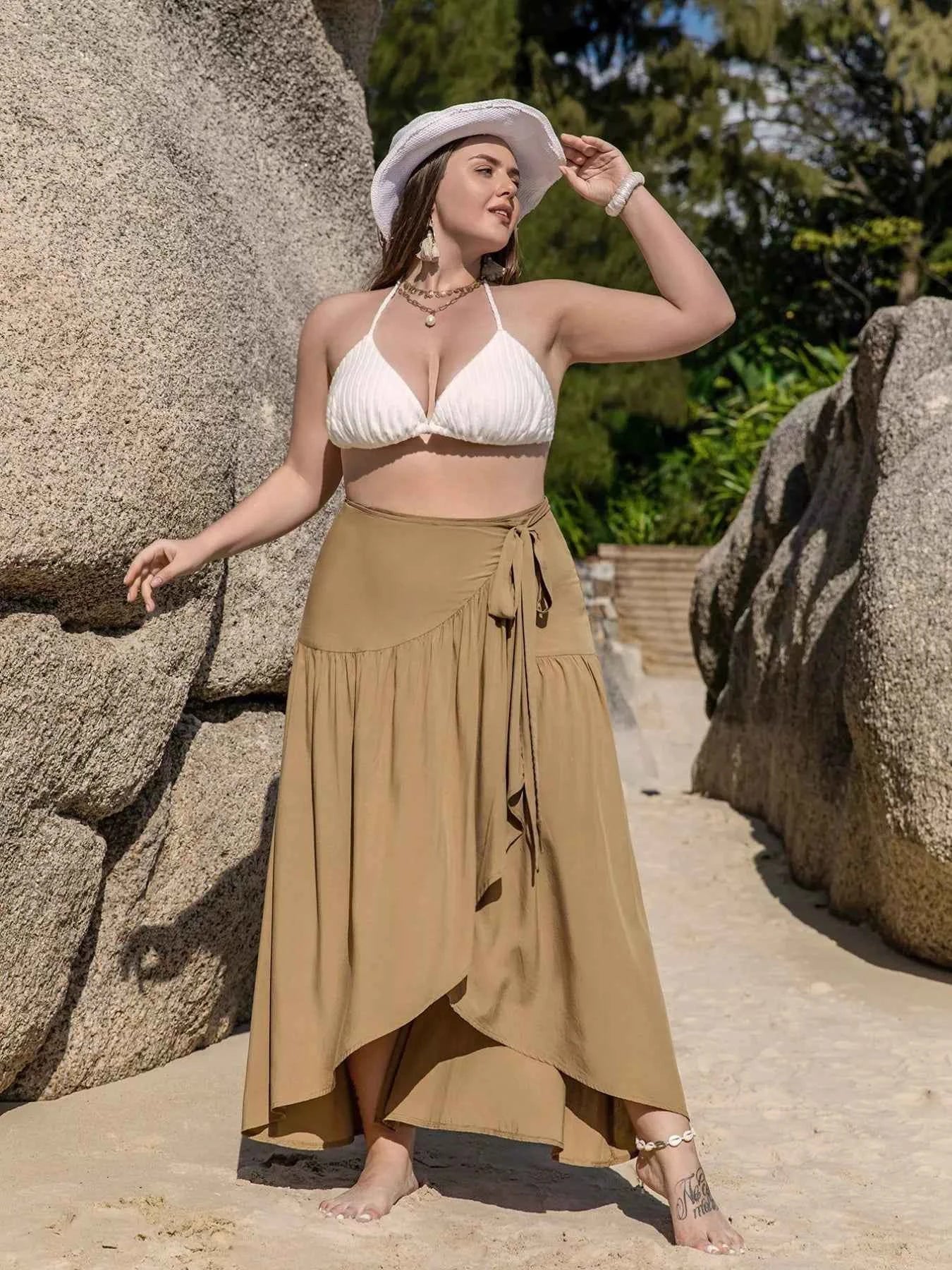 Plus Size High-Low Skirt with Tie Detail 597bb23e-8cb2-4df6-b98a-fc6568ce9d73-Max-Origin