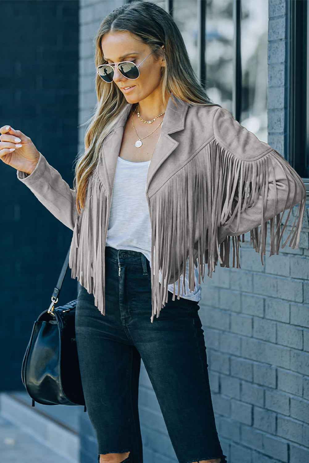 Green Cropped Fringe Faux Suede Jacket 597d235bdb04908e