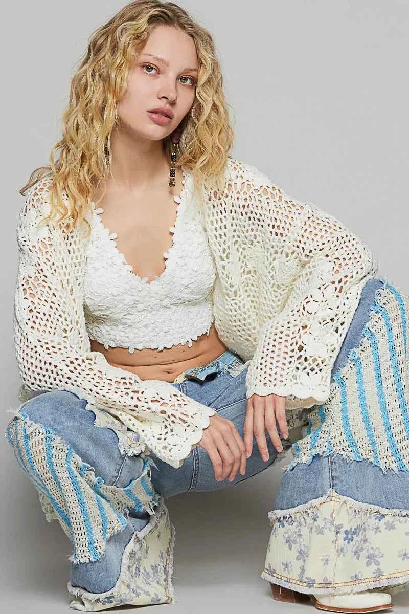 POL Crochet Open-Front Cardigan Ivory 5981fbfc-409d-4c6a-b9df-a34b2b1dc82e-Max-Origin