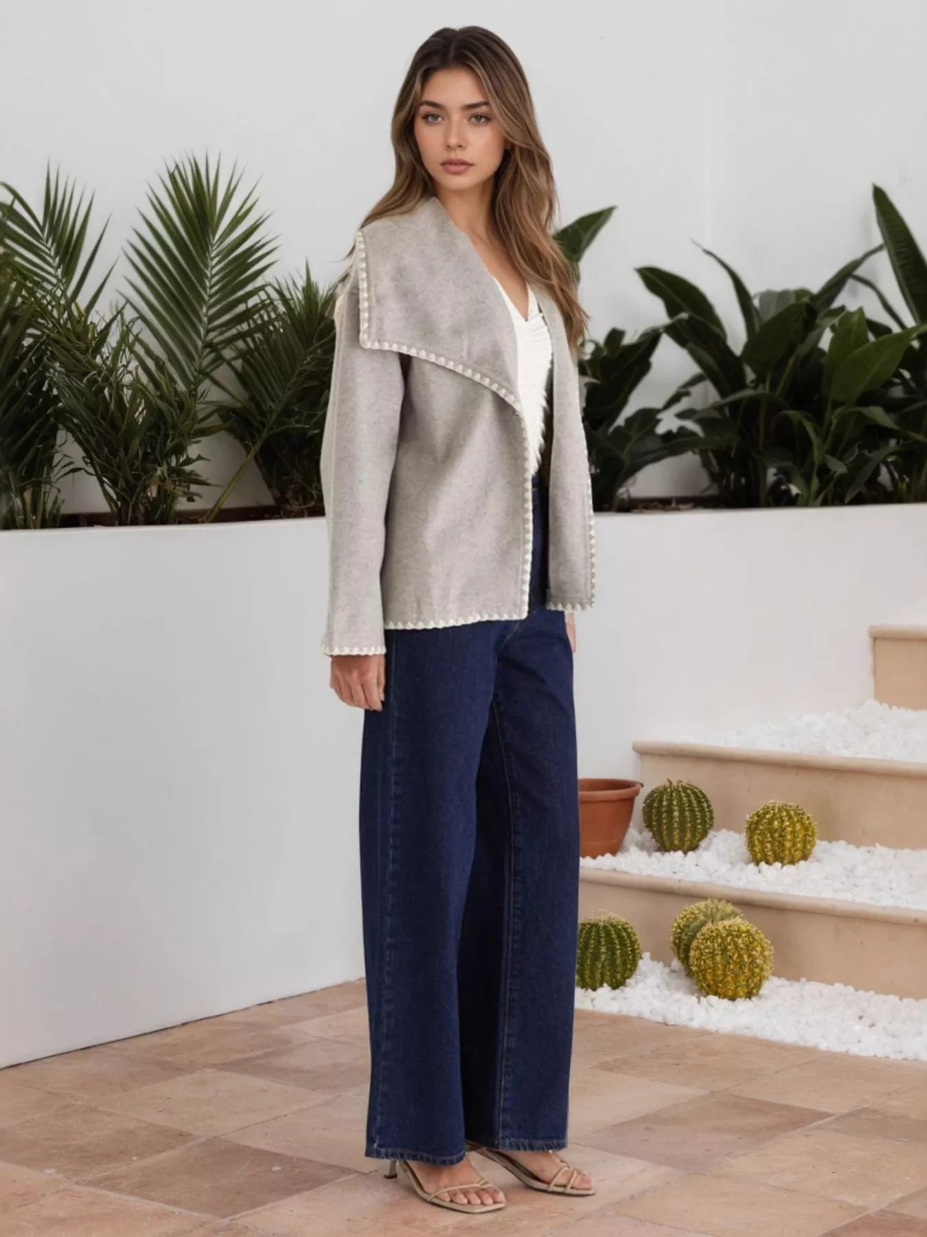 One Button Long Sleeve Outerwear 598cba216ba944feaf7ca02a2302adbc-Max-Origin