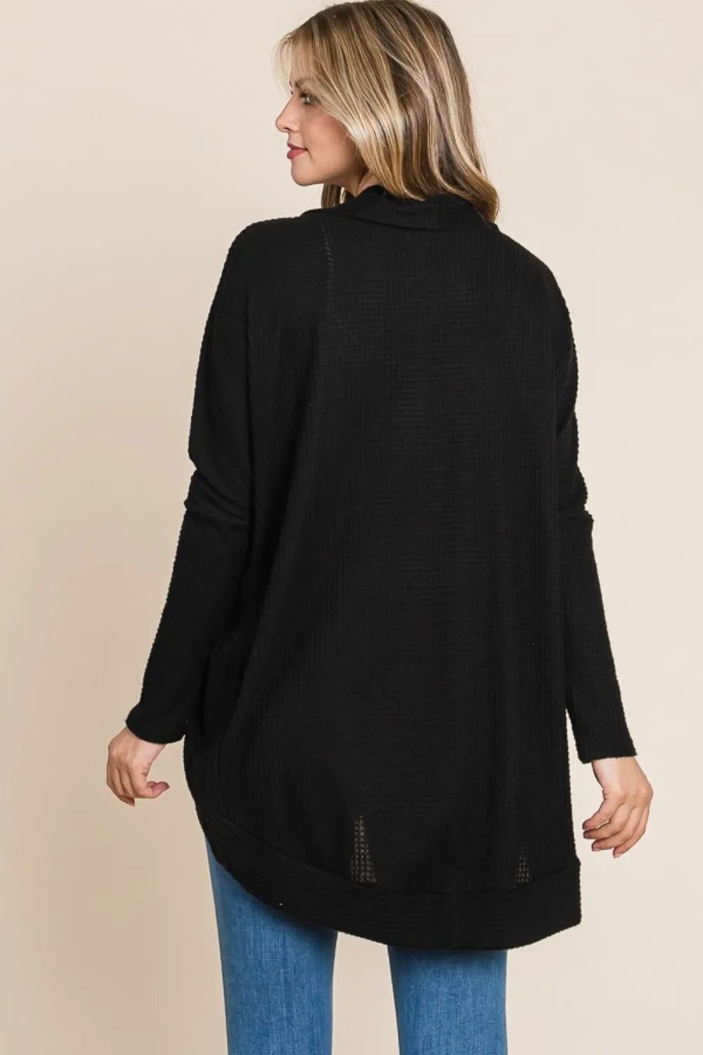 BOMBOM Open Front Waffle Knit Cocoon Cardigan 598ef03d-1527-4c14-85f7-101b99d3747c-Max