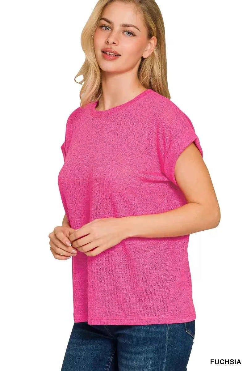Zenana Hacci Slub Rolled Up Sleeve Tee 599083fec09b4cd2bde57dde48285ff7-Max-Origin