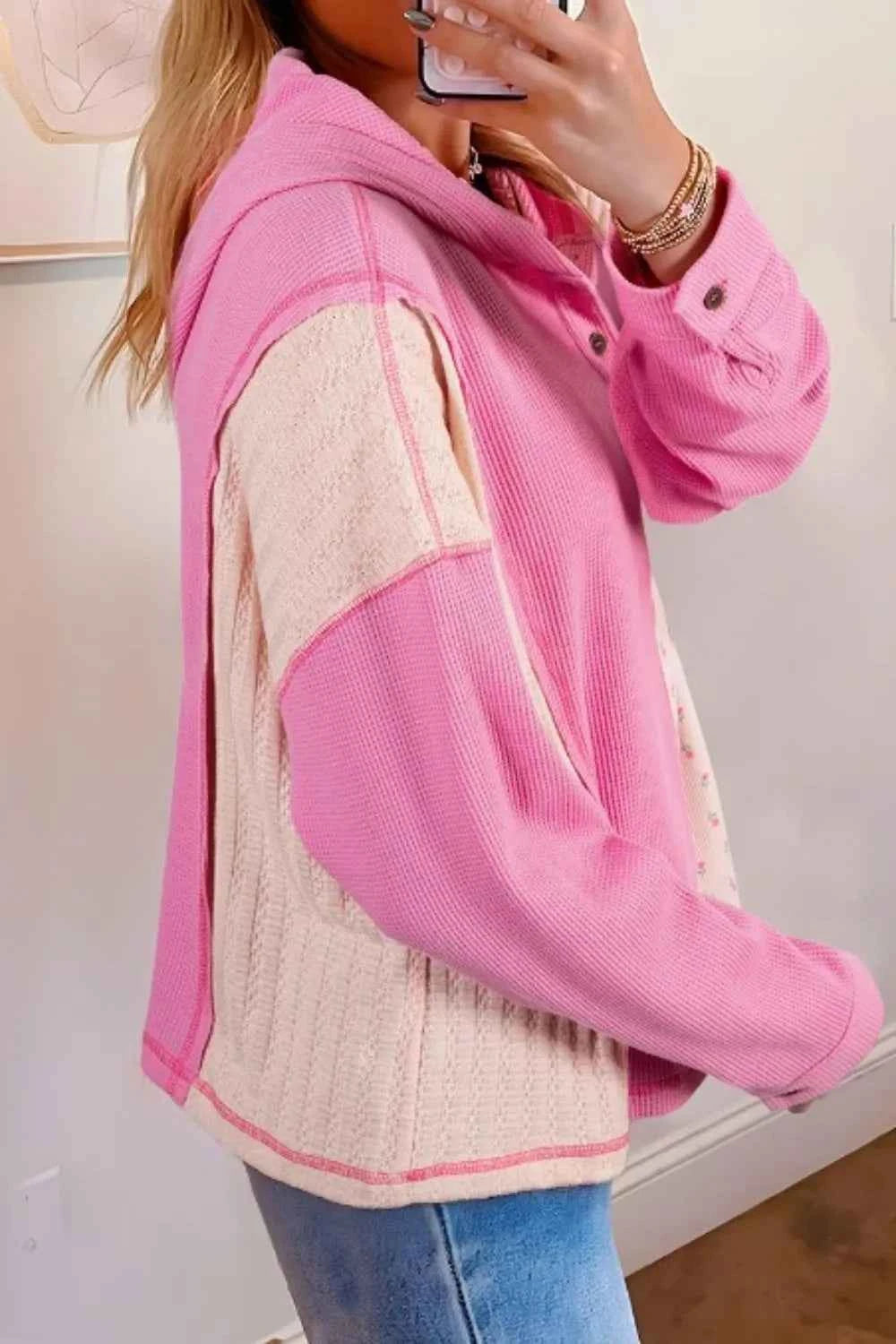 Color Block Button Detail Hoodie 59963de6-f8ad-4583-8137-db083ac34d42-Max-Origin