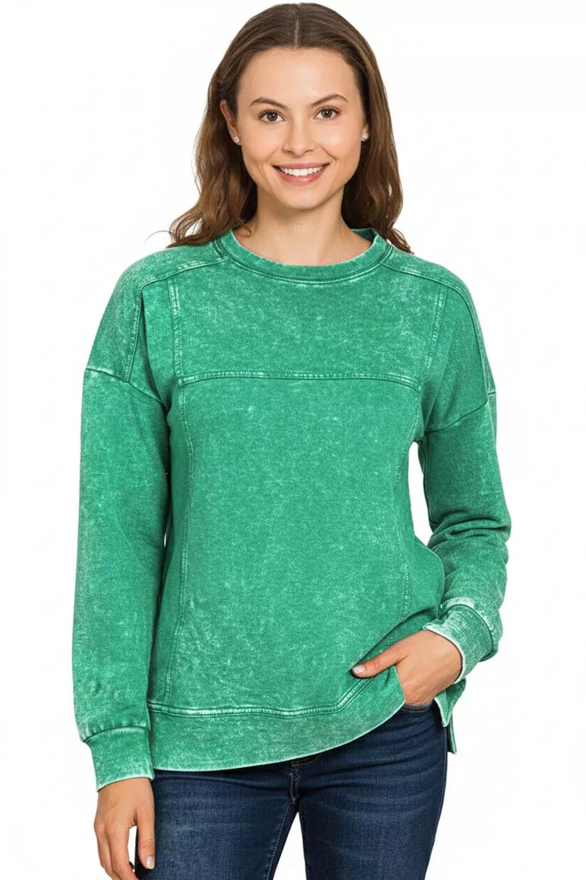 Zenana Acid Wash French Terry Exposed-Seam Pullover 59986bcf-c523-4f8f-a0e3-70551e343403-Max-Origin