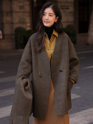 Wool & Camel Fleece Double-Breasted Coat 59ACF176C13192E530B17D80B0F9A3F3