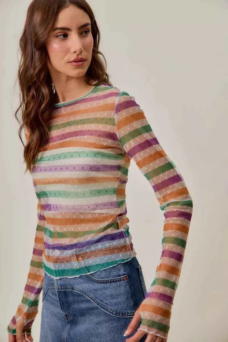 SO ME Mardi Gras Color Stripe Stretch Mesh Top 59a1931db5f143c28647f9235850506b-Max-Origin