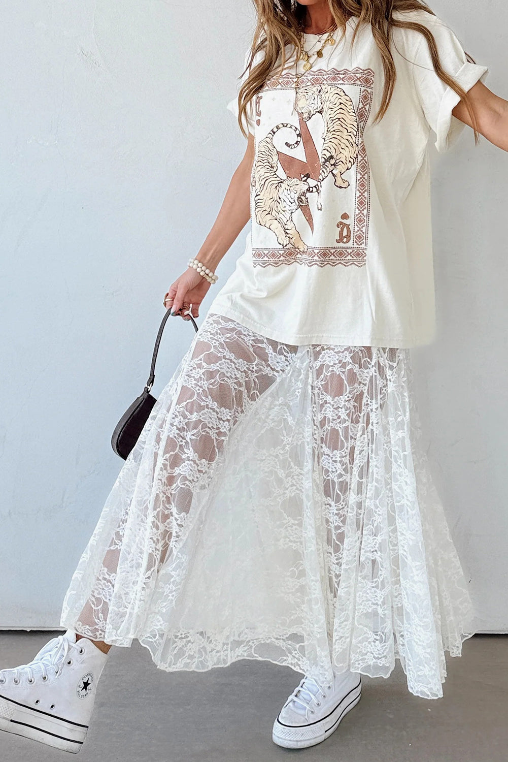 White Sheer Floral Lace Flowy Maxi Skirt 59ada69f791995df