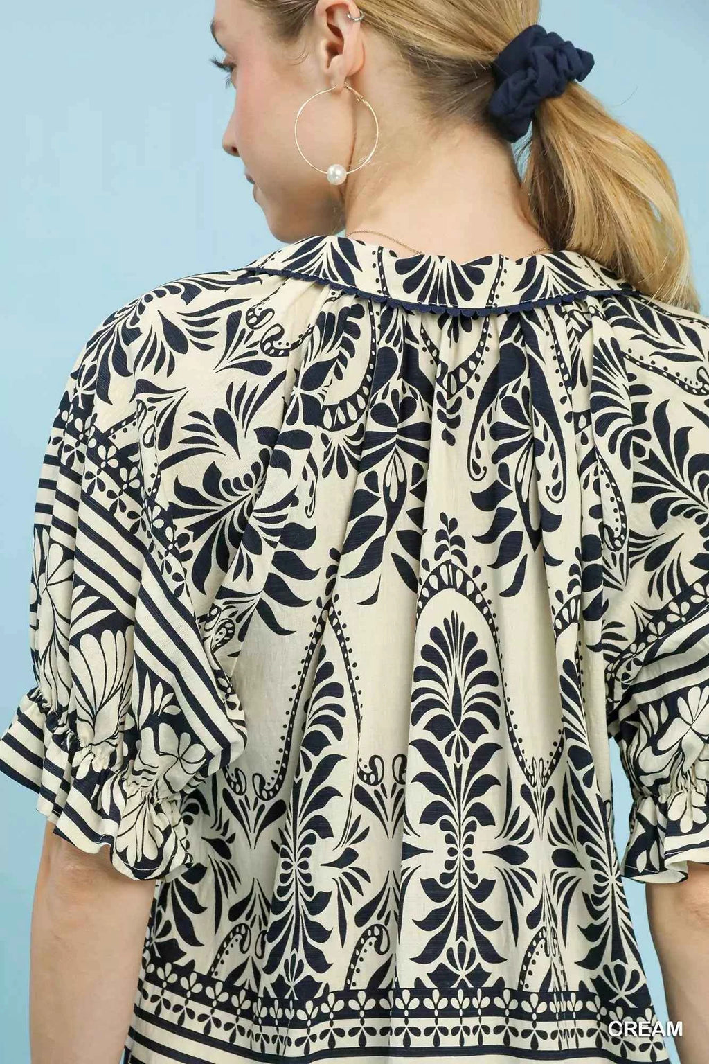 Umgee Two Tone Boarder Print Top 59b24927-0a44-453d-ad48-6f9e404d012f-Max-Origin