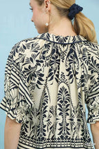 Umgee Two Tone Boarder Print Top 59b24927-0a44-453d-ad48-6f9e404d012f-Max-Origin